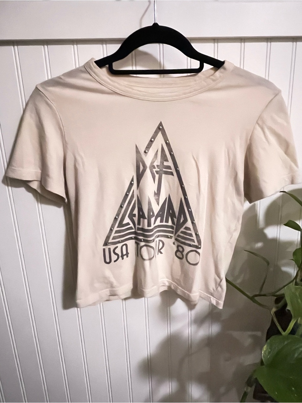 Cream Short-Sleeve Graphic Crop Tee - Band Tour Design